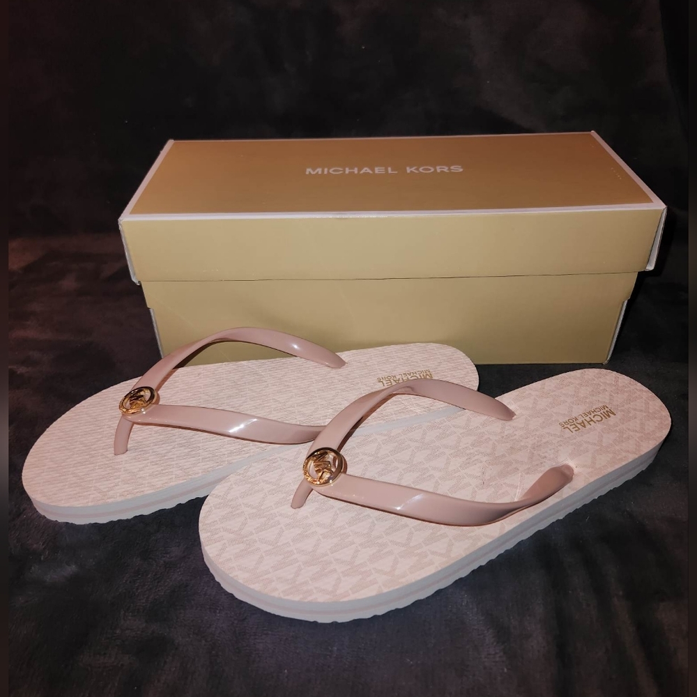 MICHAEL KORS MK FLIP FLOP STRIPE EVA SANDALS - Size 9 - DK Ballet